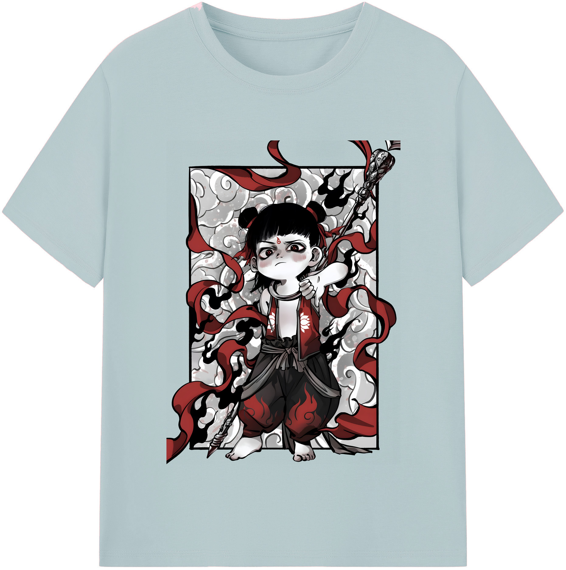 （画像用） Ne Zha 2 ナタ 魔童の大暴れ 綿100％半袖Tシャツ（フロントプリント）